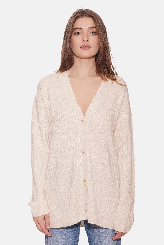 Lucy Ribbed Cocoon Cardigan Ricotta